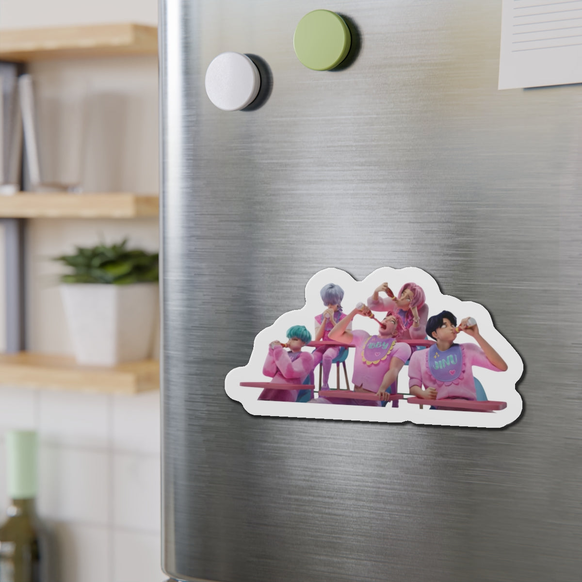 Kpop Demon Hunters Saja Boys Drinking Hot Sauce Variety Show Magnet