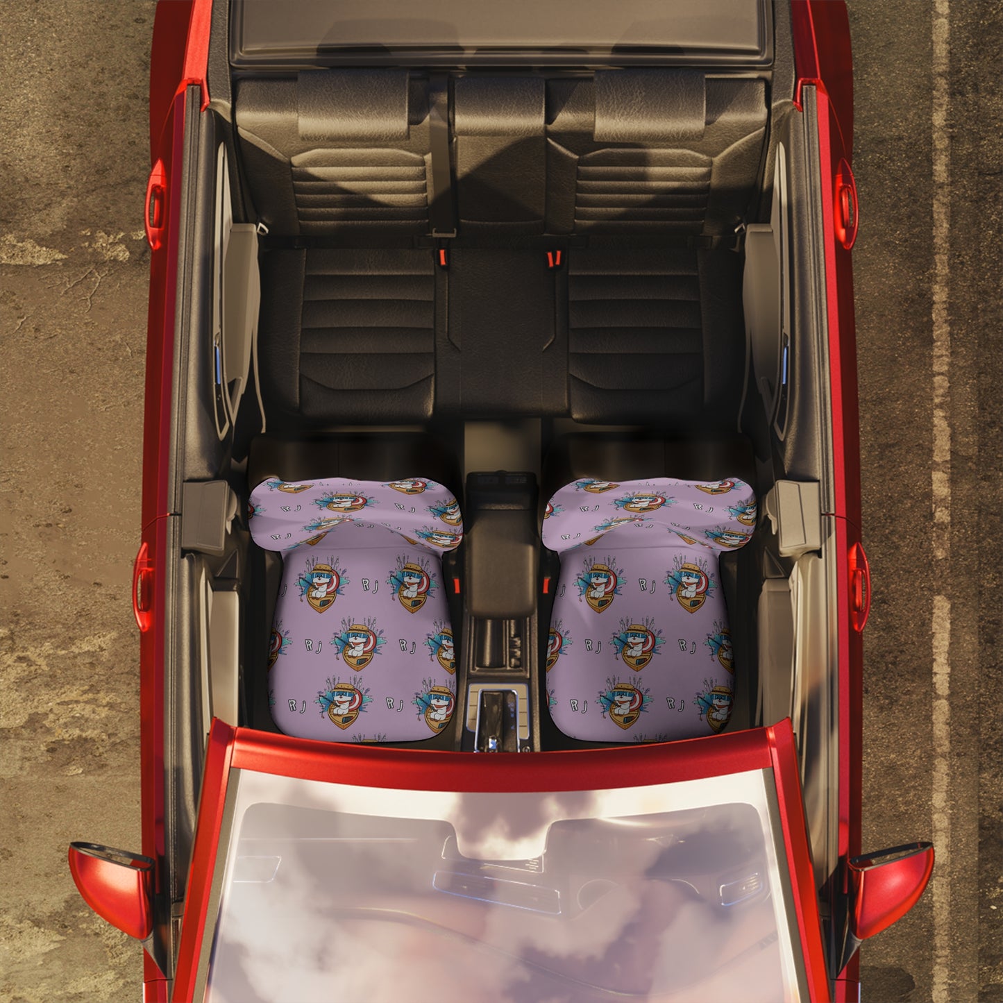 BT21 RJ Purple Car Seat Cover Pattern Design - Identical Set of 2