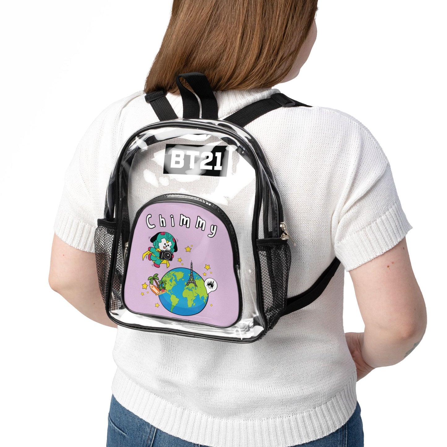 BT21 Chimmy Clear Stadium Concert Bag With Purple Background
