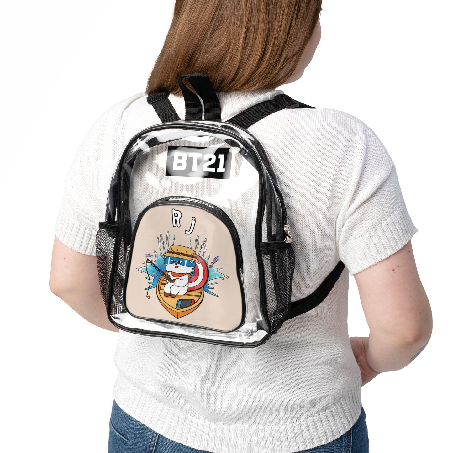 BT21 RJ Clear Stadium Concert Bag With Beige Background