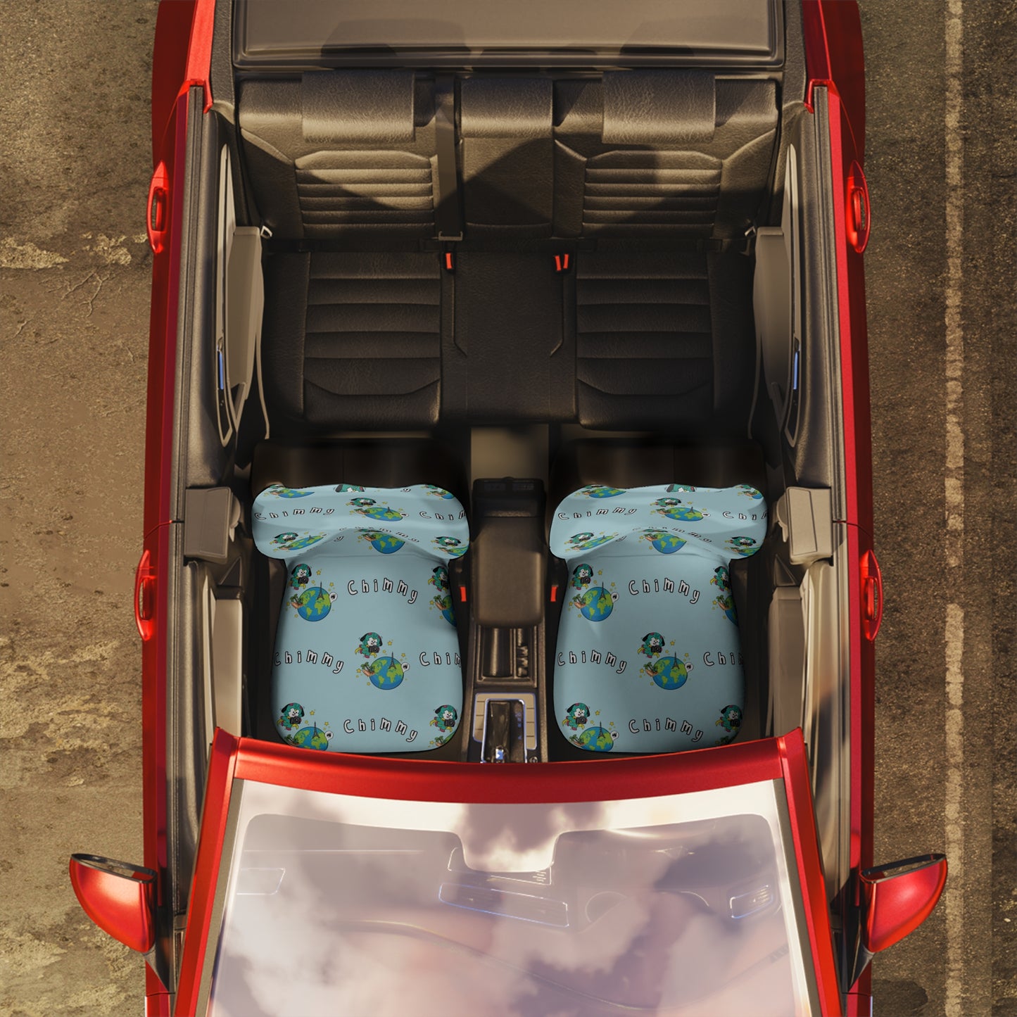 BT21 Chimmy Blue Car Seat Cover Pattern Design - Identical Set of 2