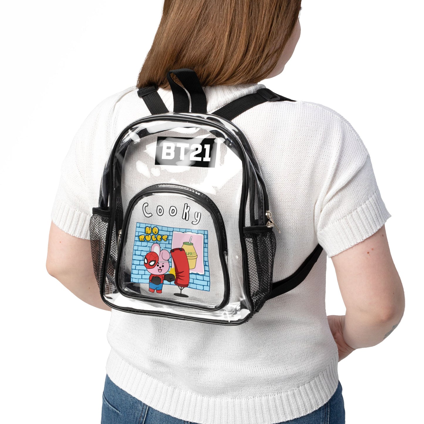 BT21 Cooky Clear Stadium Backpack Concert Bag (Fully Clear) — Stadium Approved