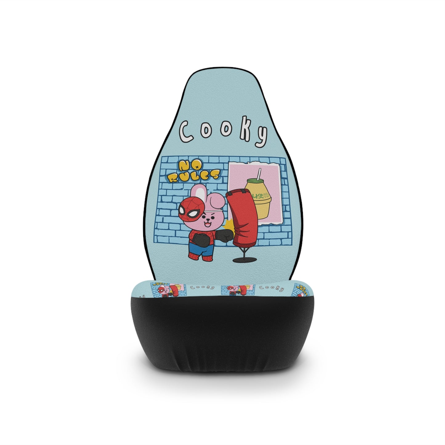 BT21 Cooky Blue Car Seat Cover Single Pattern Combo Design - Identical Set of 2