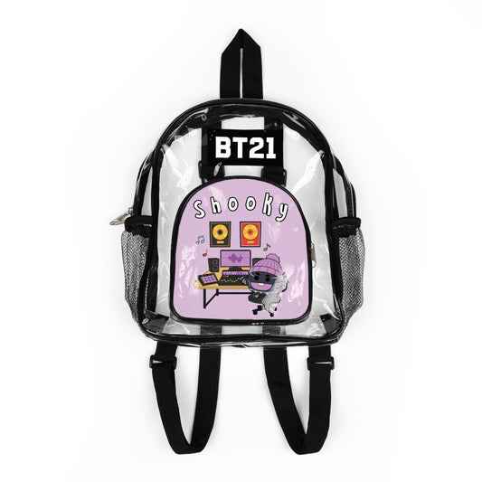 BT21 Shooky Clear Panel Backpack (Purple Colored Front) — Not Stadium Approved