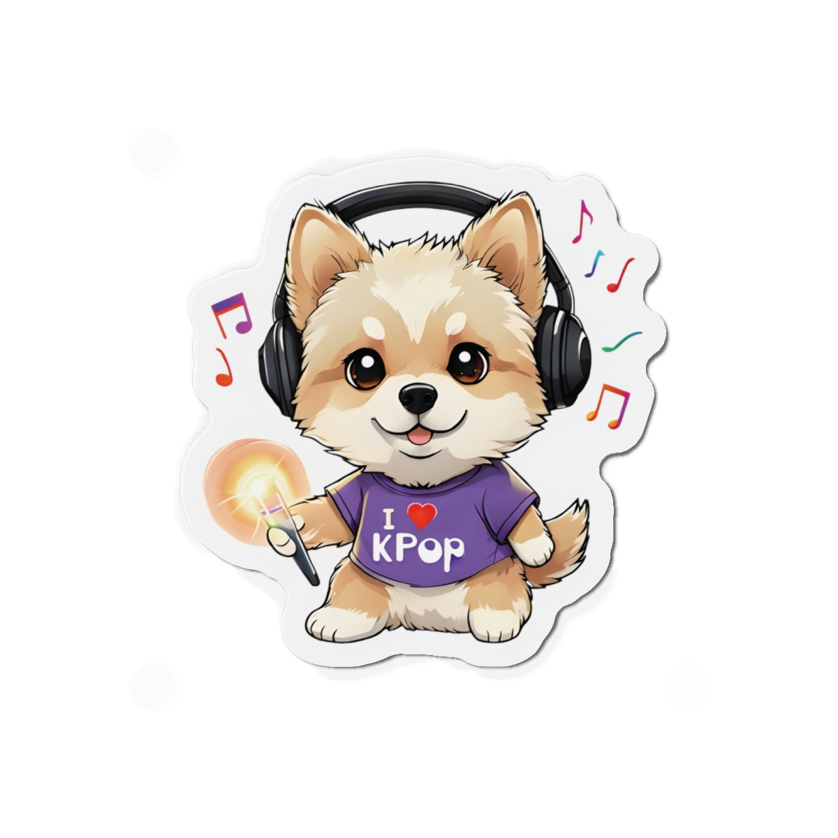 Dog Kpop Fan Holding Lightstick Magnet - Kpop General