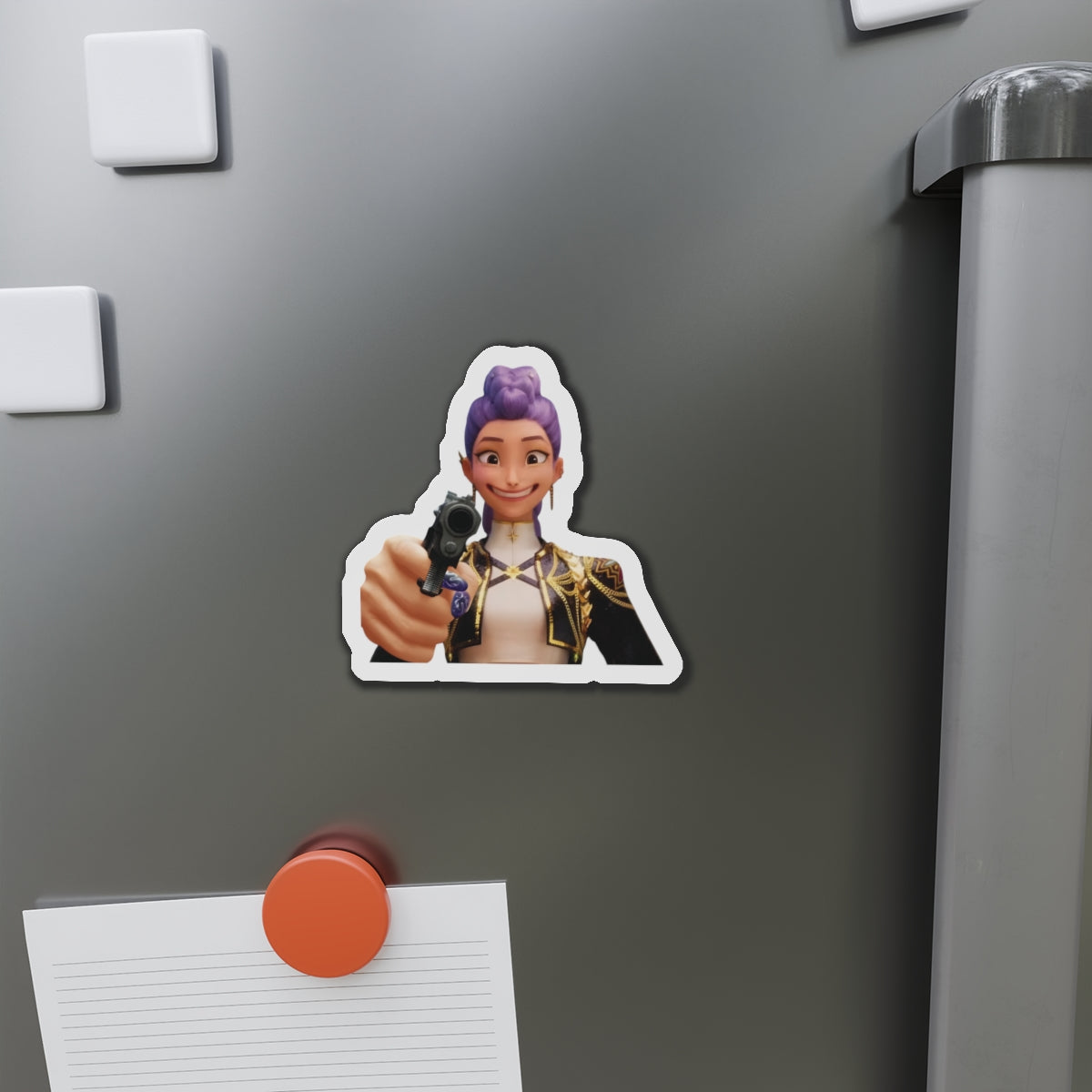 Kpop Demon Hunters Huntrix Rumi Pointing Gun Meme Magnet