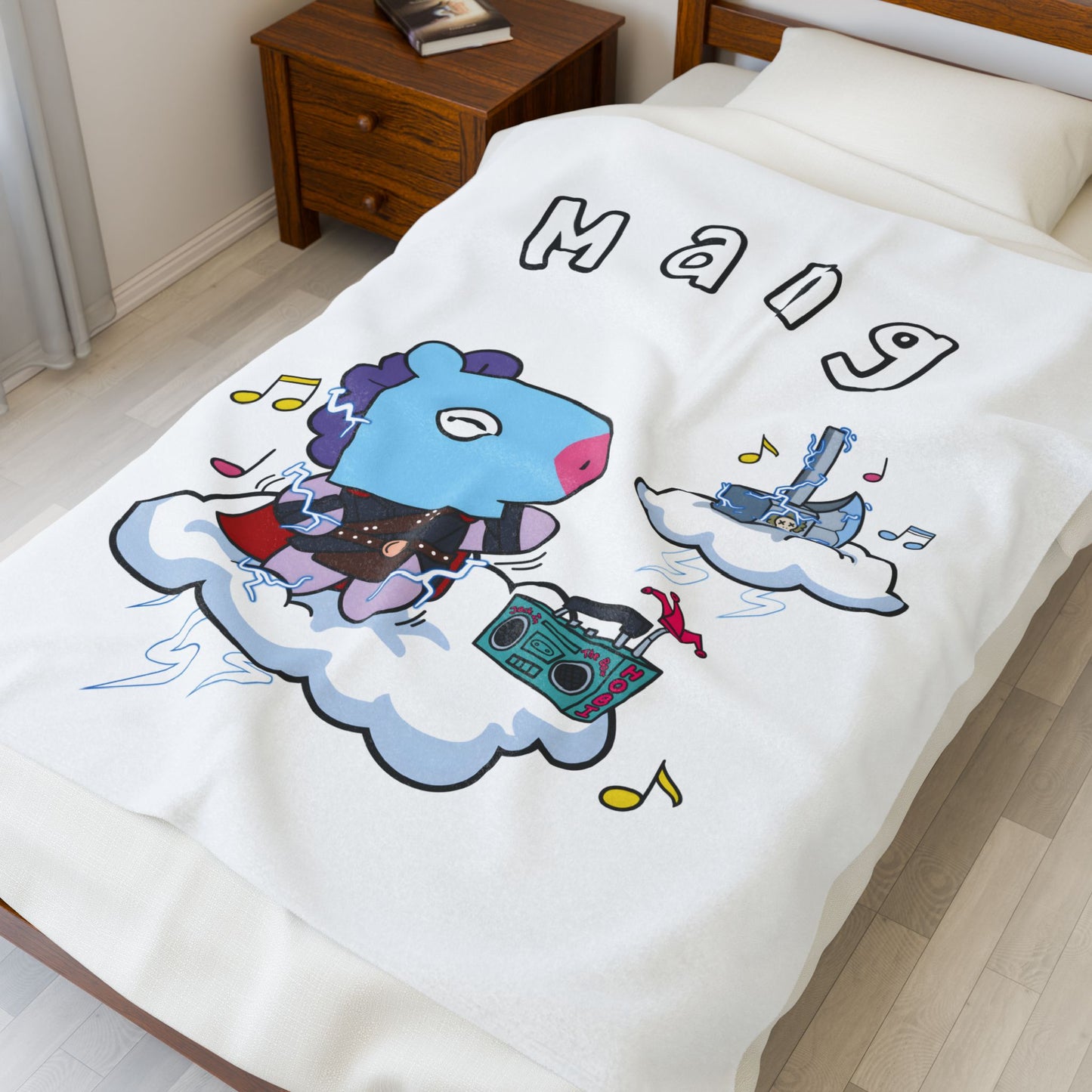 White Mang Blanket - BT21 Single Design