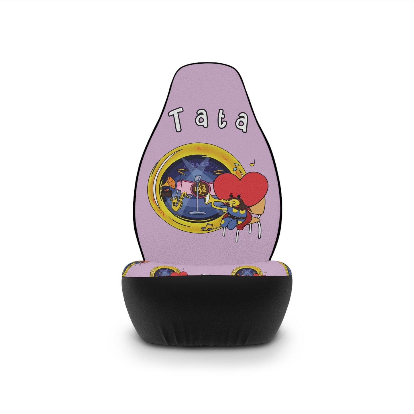 BT21 Tata Purple Car Seat Cover Single Pattern Combo Design - Identical Set of 2