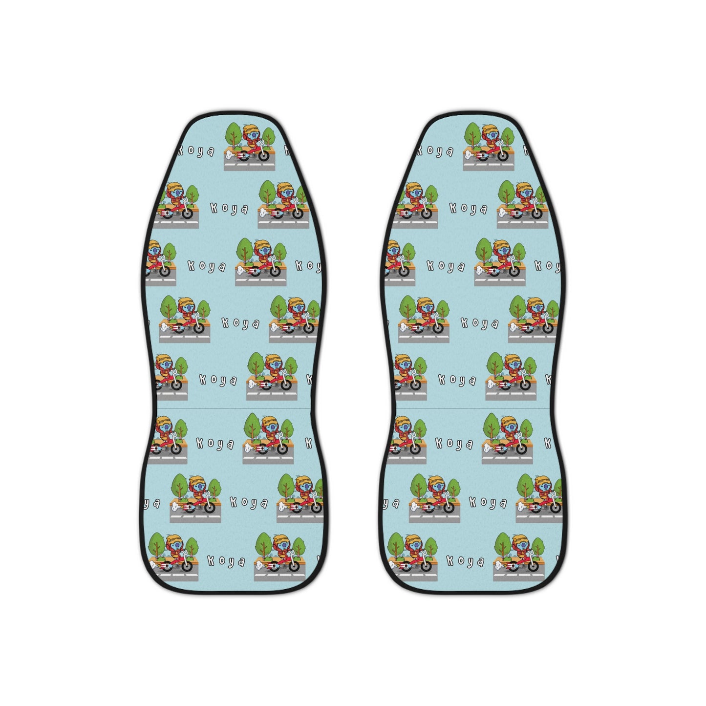 BT21 Koya Blue Car Seat Cover Pattern Design - Identical Set of 2