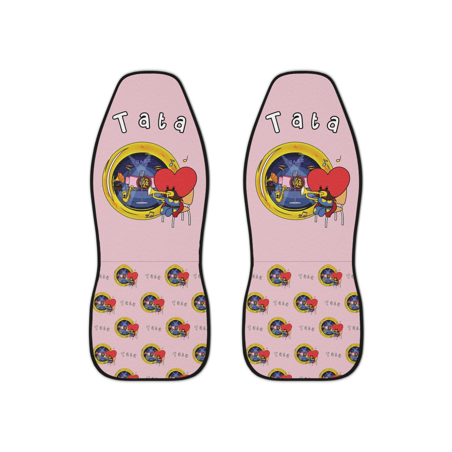 BT21 Tata Pink Car Seat Cover Single Pattern Combo Design - Identical Set of 2