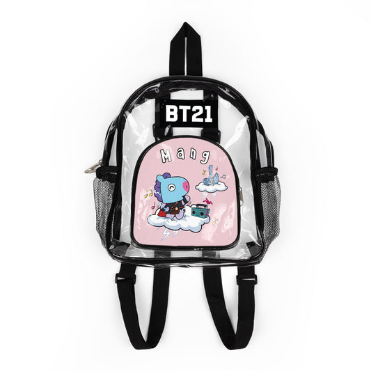 BT21 Mang Clear Panel Backpack (Pink Colored Front) — Not Stadium Approved