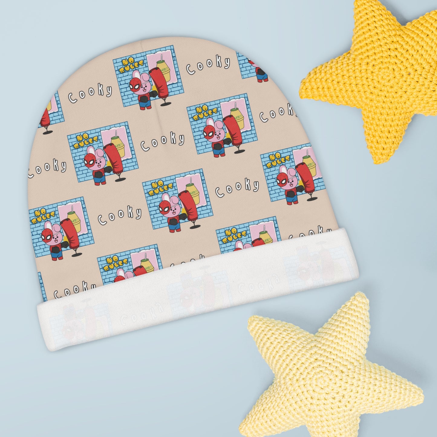 BT21 Cooky Beige Baby Beanie Pattern