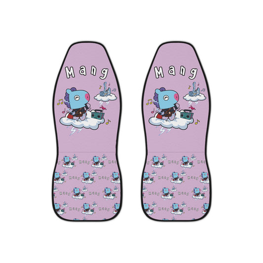 BT21 Mang Purple Car Seat Cover Single Pattern Combo Design - Identical Set of 2