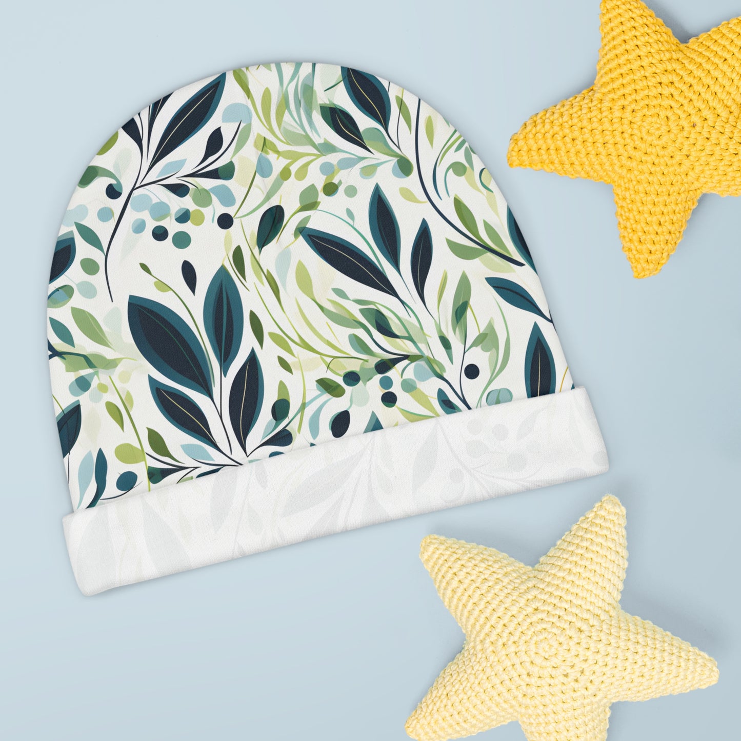 Infant Baby Beanie Botanical Design