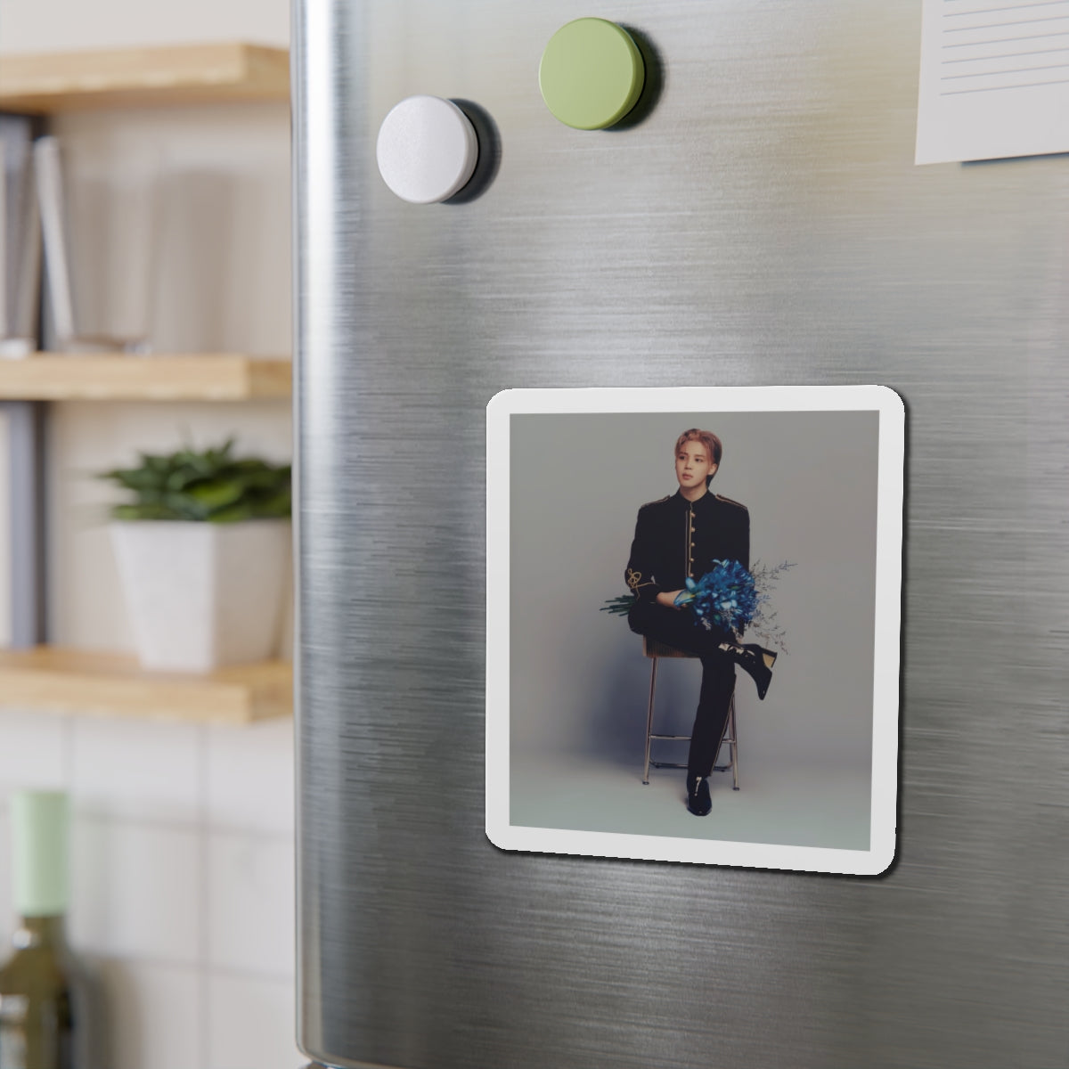 BTS Park Jimin Muse Album Photoshoot Holding Blue Flowers Magnet
