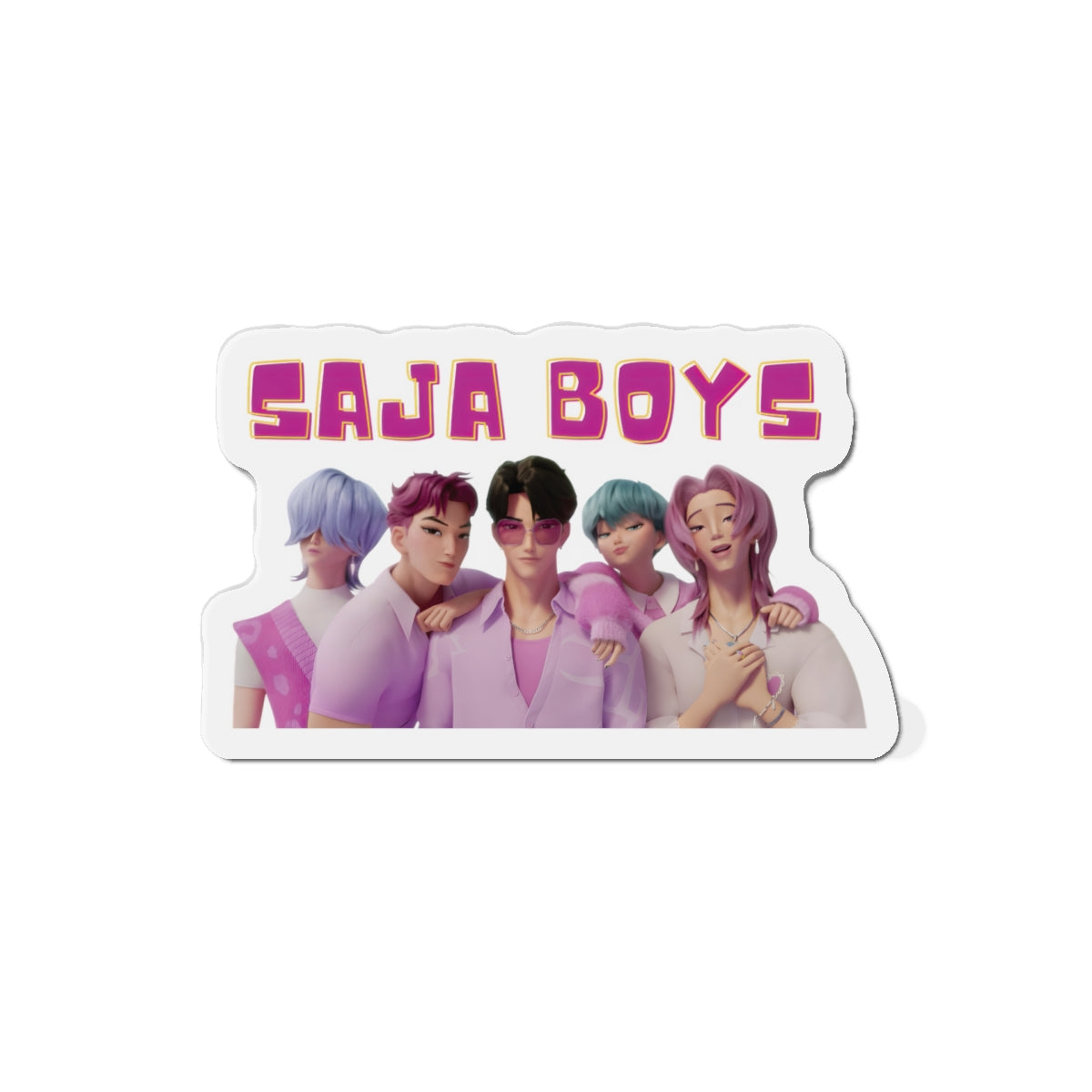Kpop Demon Hunters Saja Boys Wearing Pink Pose Magnet