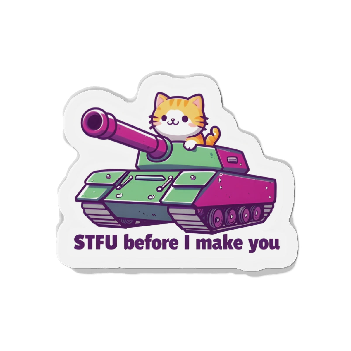 Cat Riding in a Tank Magnet - Funny & Relatable