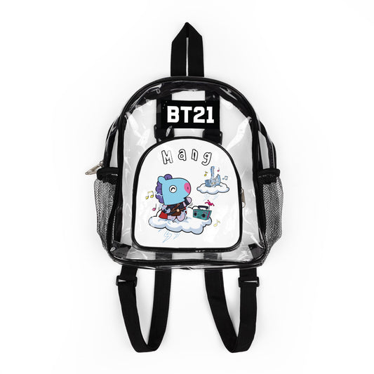 BT21 Mang Clear Panel Backpack (White Colored Front) — Not Stadium Approved