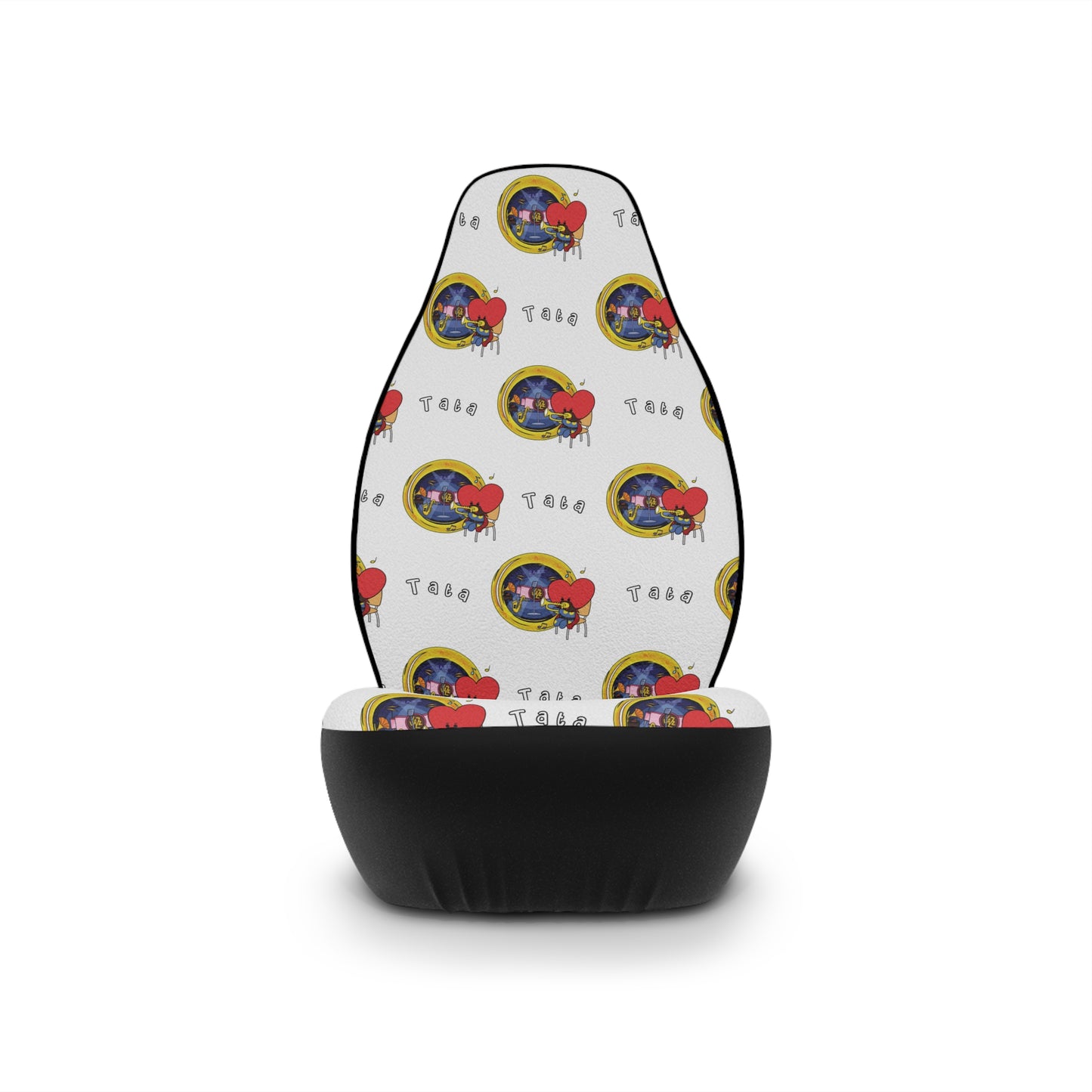 BT21 Tata White Car Seat Cover Pattern Design - Identical Set of 2