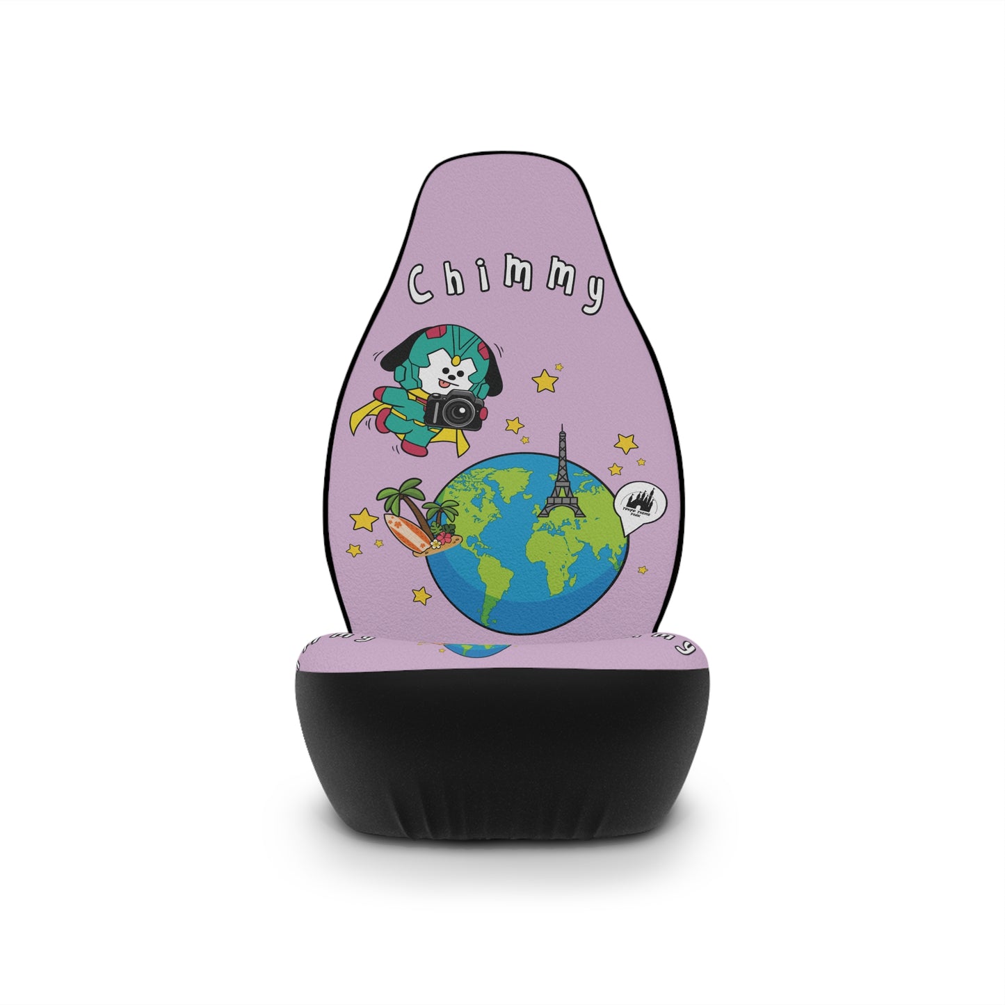 BT21 Chimmy Purple Car Seat Cover Single Pattern Combo Design - Identical Set of 2