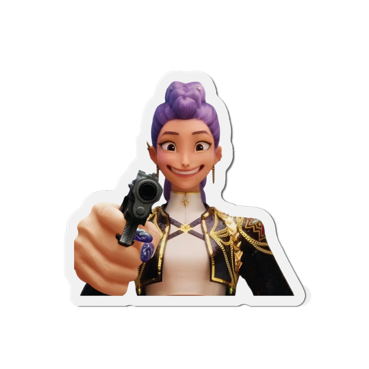 Kpop Demon Hunters Huntrix Rumi Pointing Gun Meme Magnet