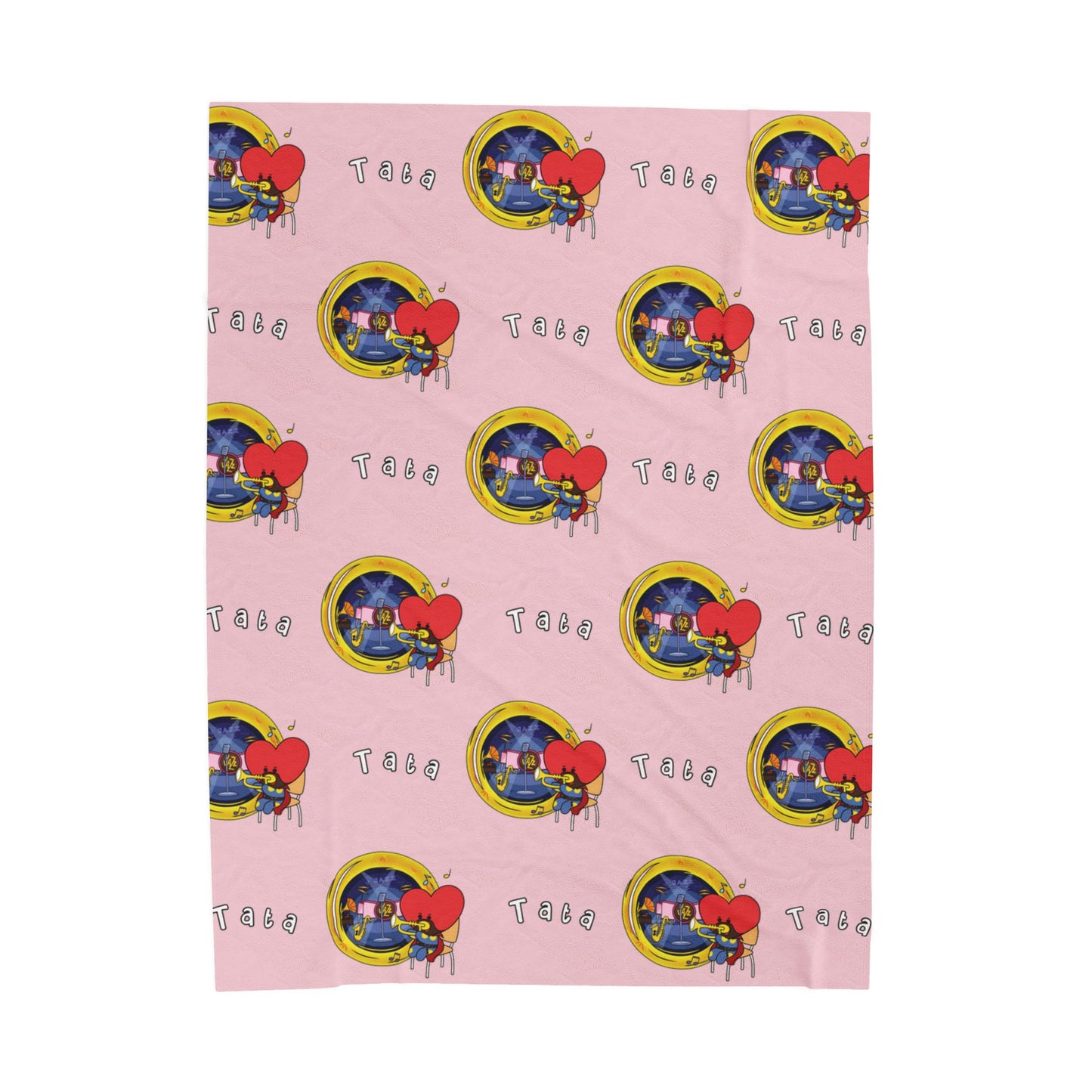 Pink Tata Blanket - BT21 Pattern Design