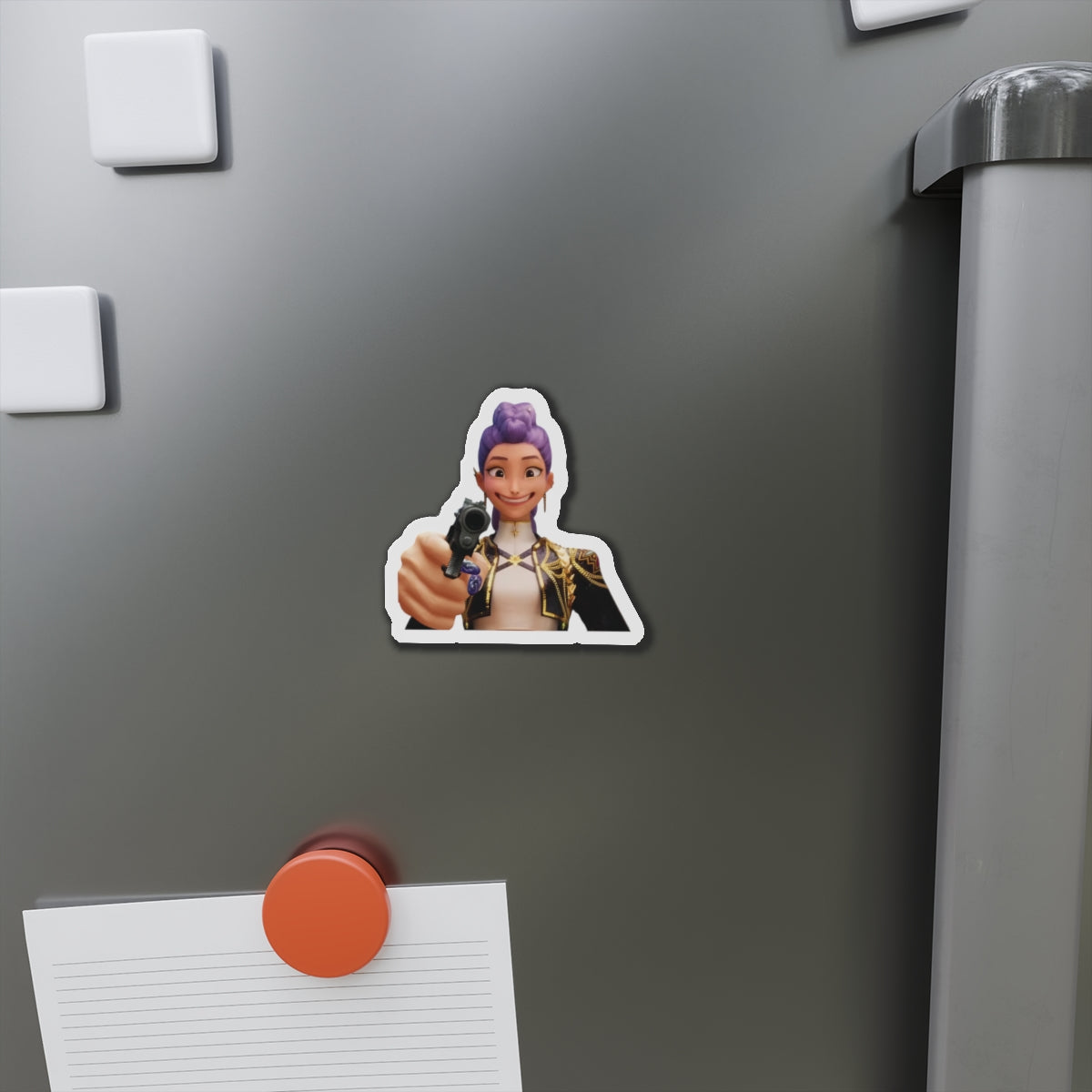 Kpop Demon Hunters Huntrix Rumi Pointing Gun Meme Magnet