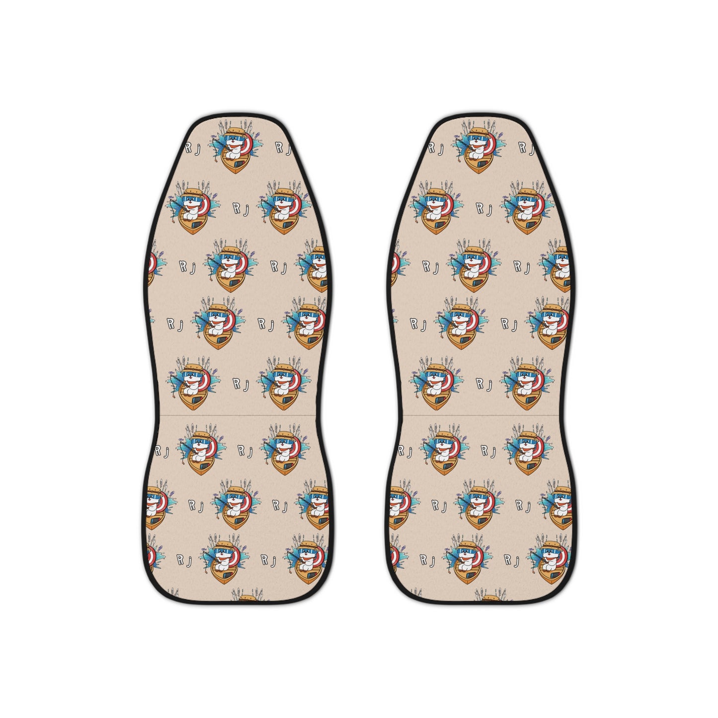BT21 RJ Beige Car Seat Cover Pattern Design - Identical Set of 2