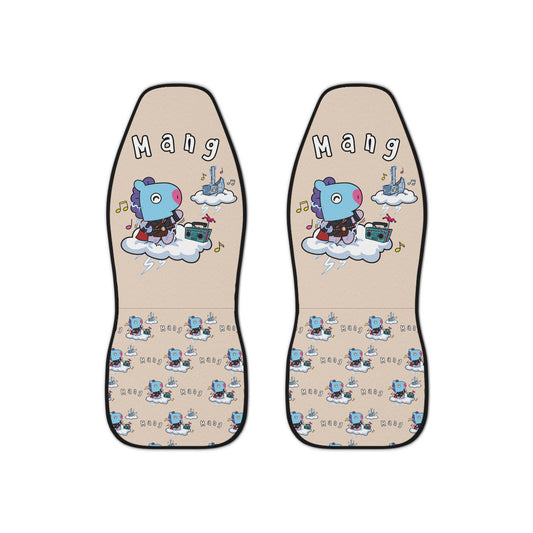 BT21 Mang Beige Car Seat Cover Single Pattern Combo Design - Identical Set of 2