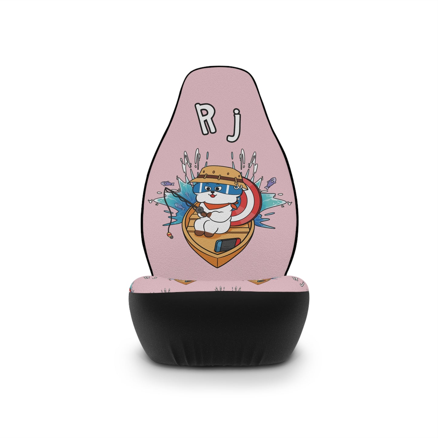 BT21 RJ Pink Car Seat Cover Single Pattern Combo Design - Identical Set of 2