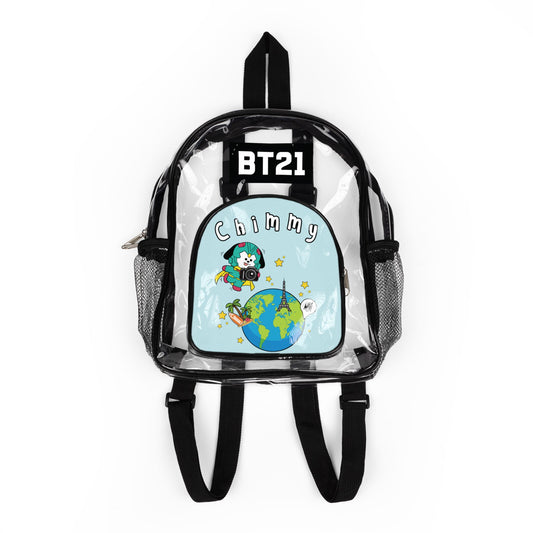 BT21 Chimmy Clear Panel Backpack (Blue Colored Front) — Not Stadium Approved