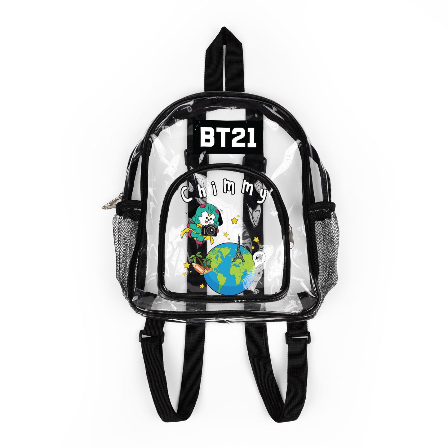 BT21 Chimmy Clear Stadium Backpack Concert Bag (Fully Clear) — Stadium Approved