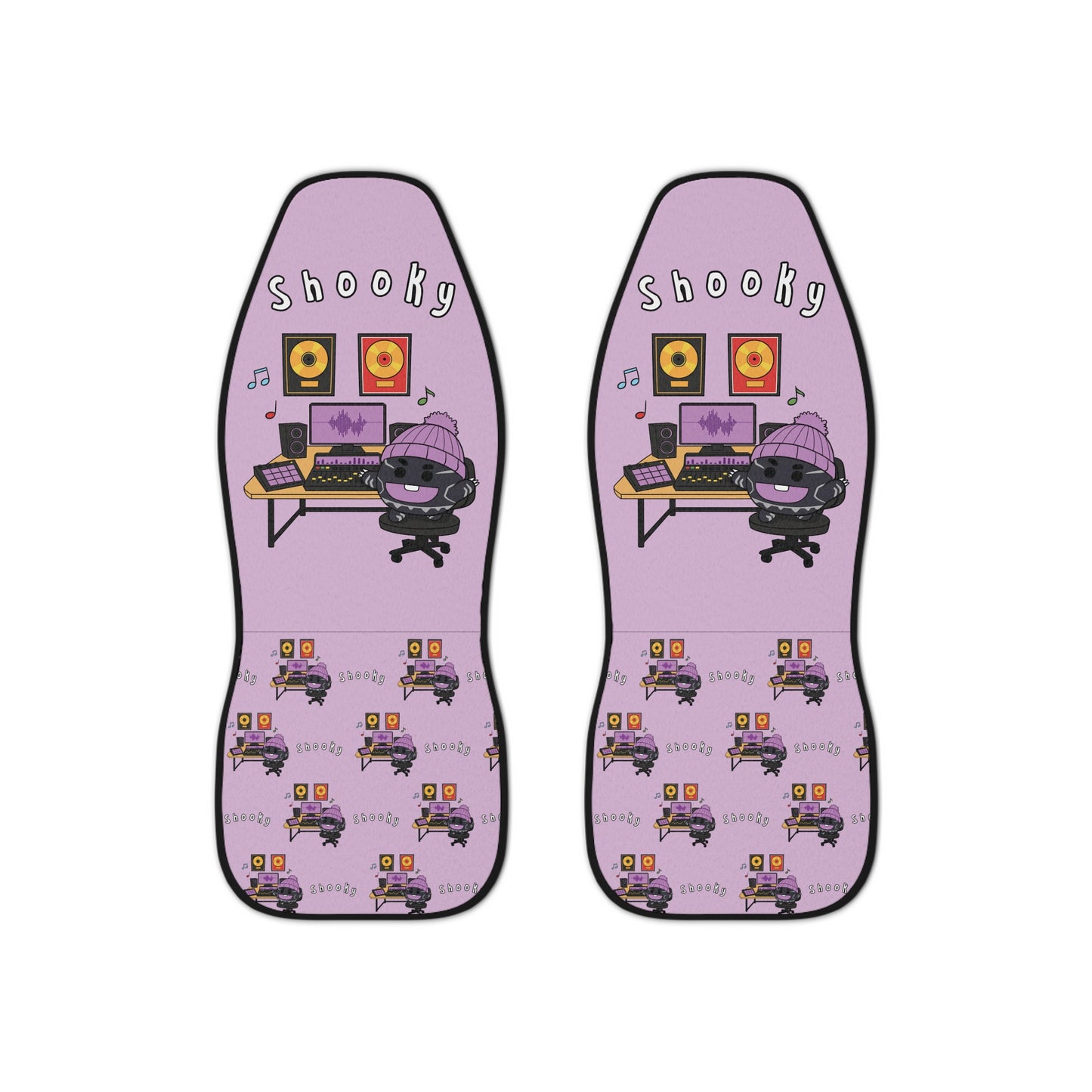 BT21 Shooky Purple Car Seat Cover Single Pattern Combo Design - Identical Set of 2