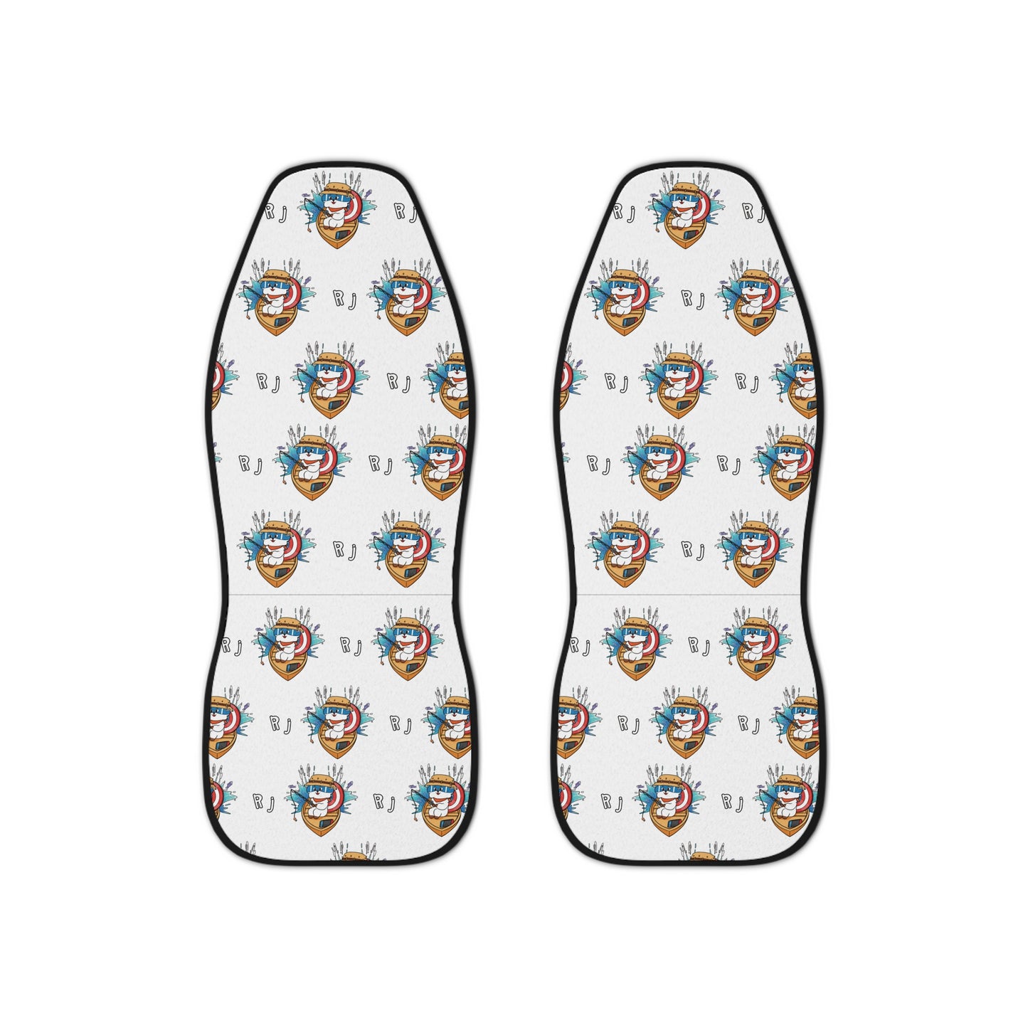 BT21 RJ White Car Seat Cover Pattern Design - Identical Set of 2
