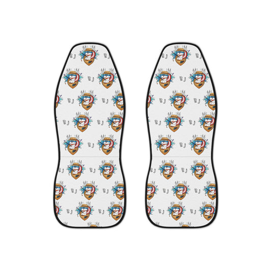 BT21 RJ White Car Seat Cover Pattern Design - Identical Set of 2