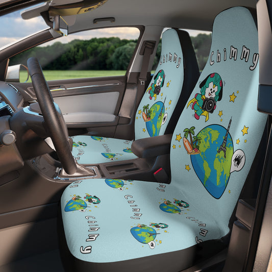 BT21 Chimmy Blue Car Seat Cover Single Pattern Combo Design - Identical Set of 2