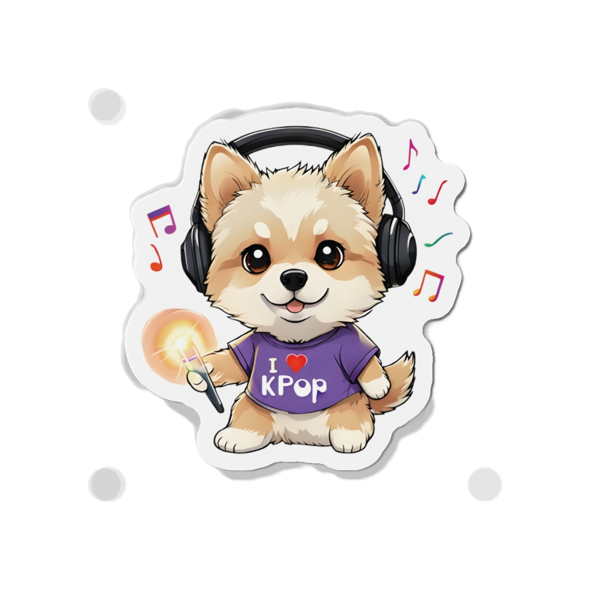 Dog Kpop Fan Holding Lightstick Magnet - Kpop General