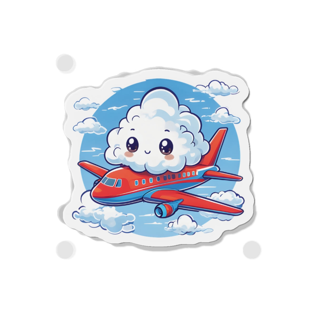 Cloud Riding an Airplane Travel Magnet - Cute & Random