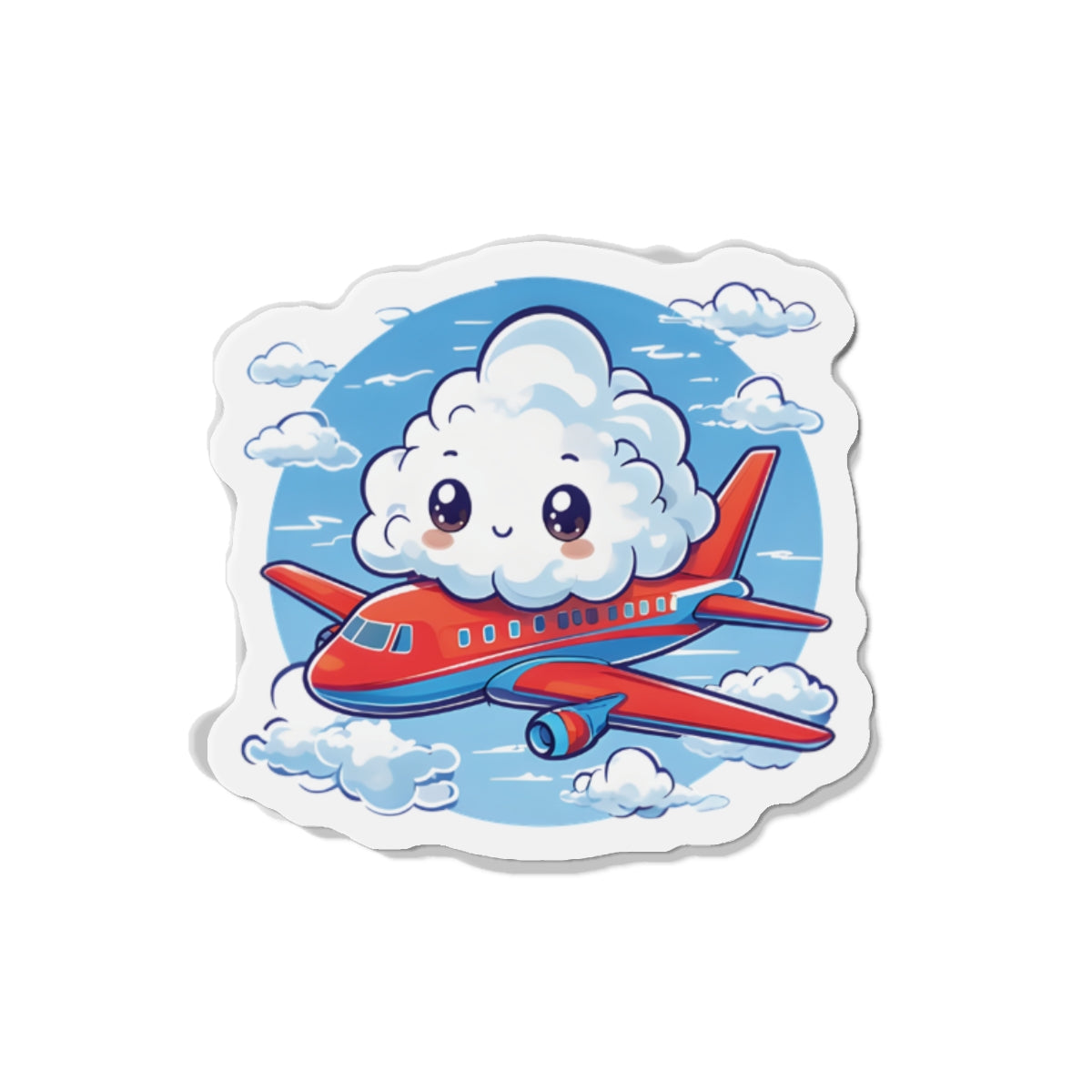 Cloud Riding an Airplane Travel Magnet - Cute & Random
