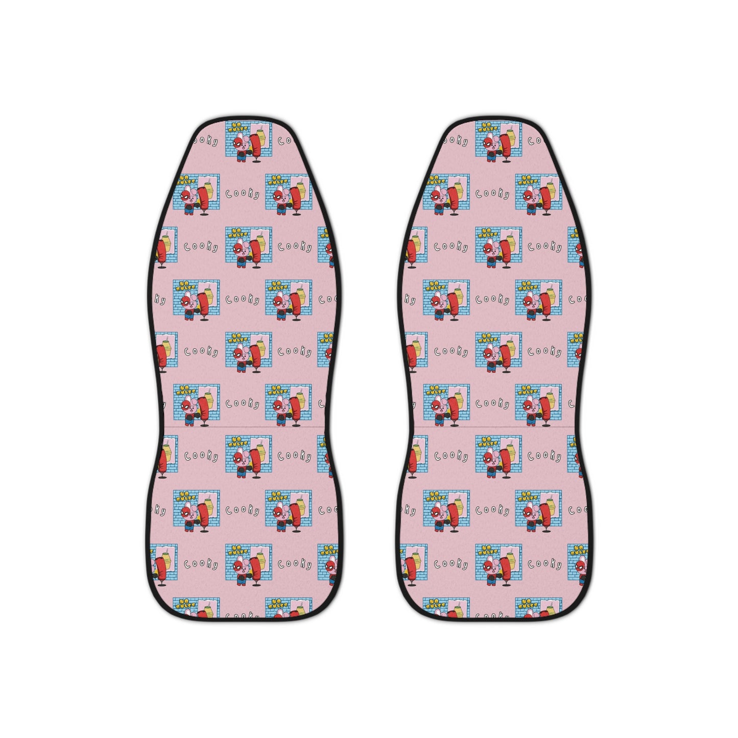 BT21 Cooky Pink Car Seat Cover Pattern Design - Identical Set of 2