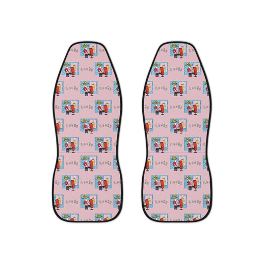 BT21 Cooky Pink Car Seat Cover Pattern Design - Identical Set of 2