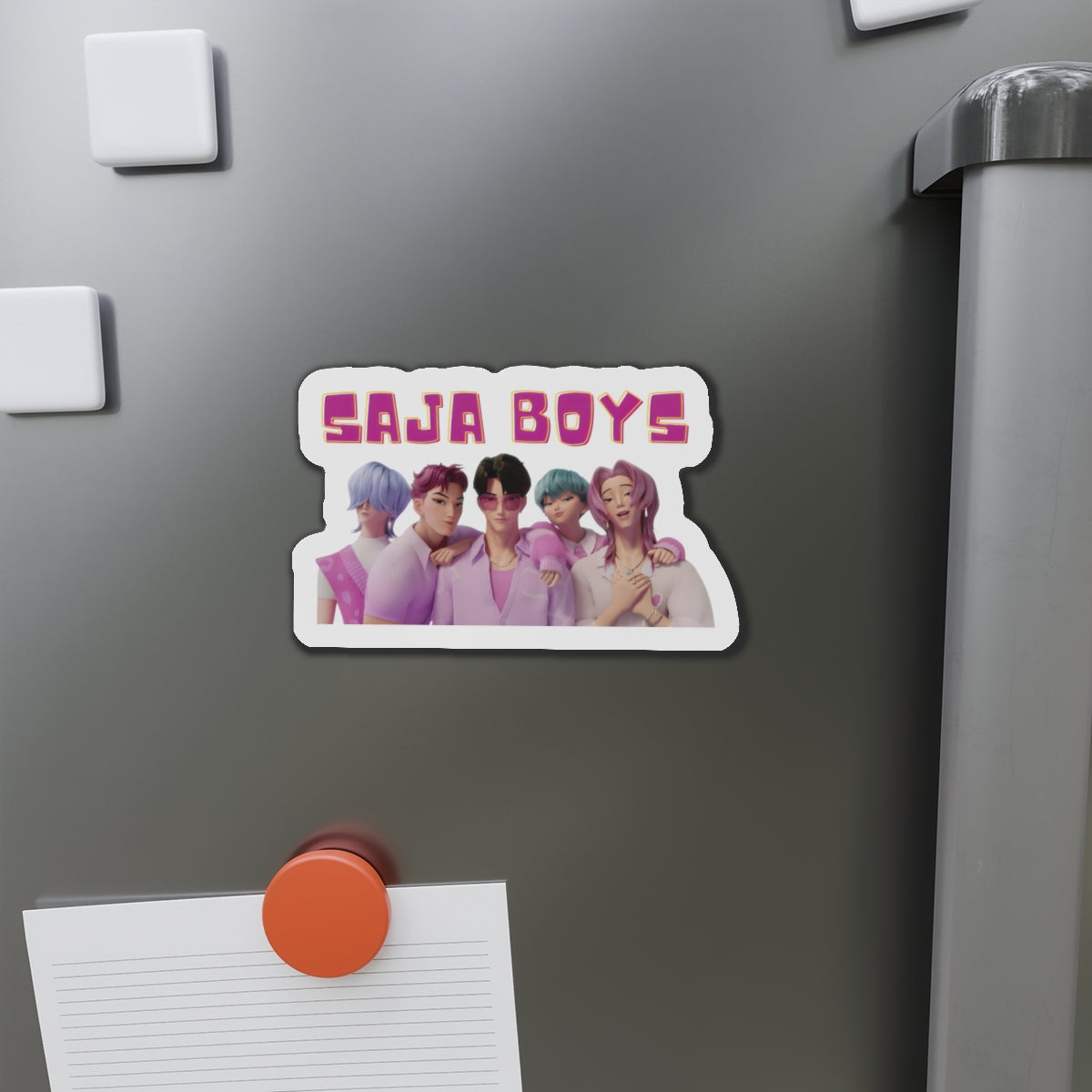 Kpop Demon Hunters Saja Boys Wearing Pink Pose Magnet