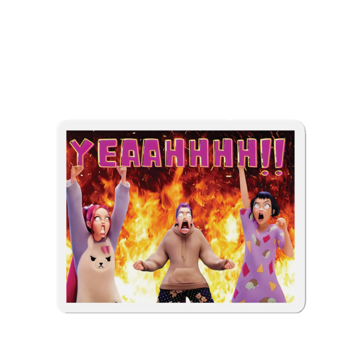Kpop Demon Hunters Huntrix Rumi Mira Zoey Group YEAHHH Funny Face Magnet