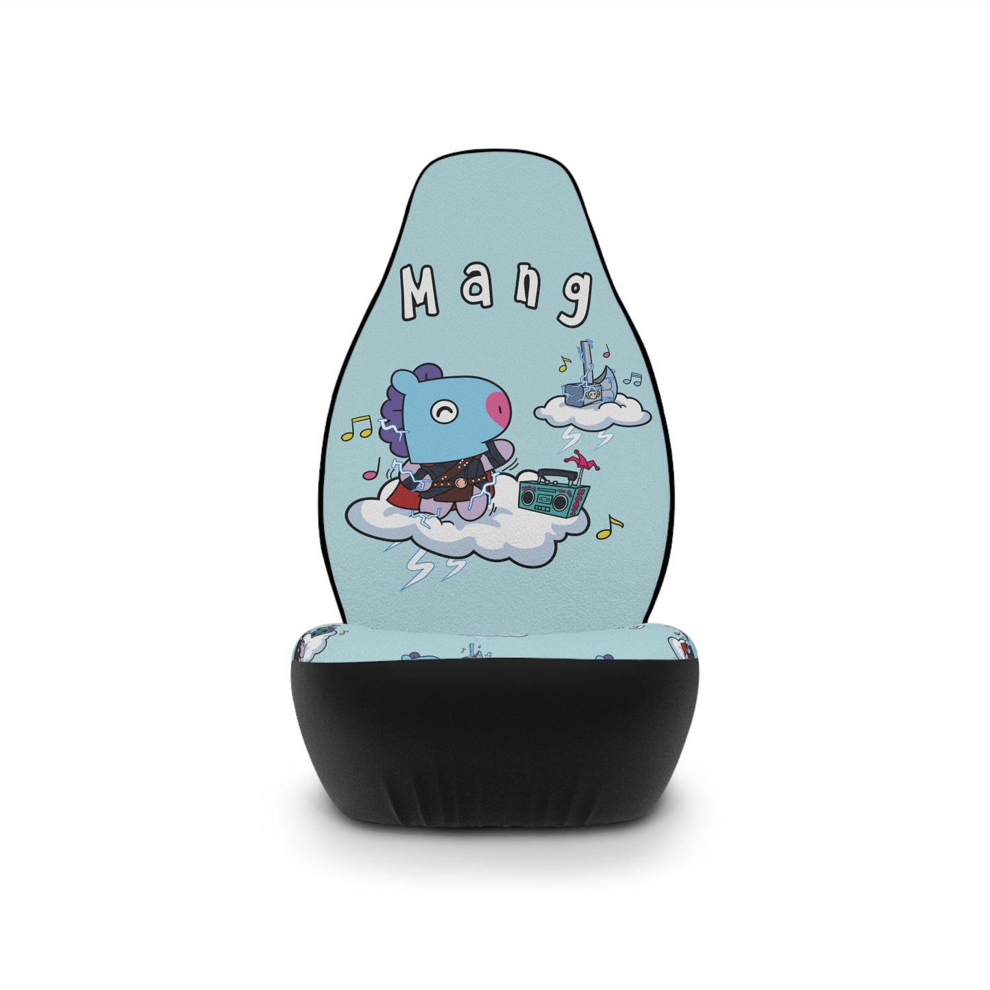 BT21 Mang Blue Car Seat Cover Single Pattern Combo Design - Identical Set of 2