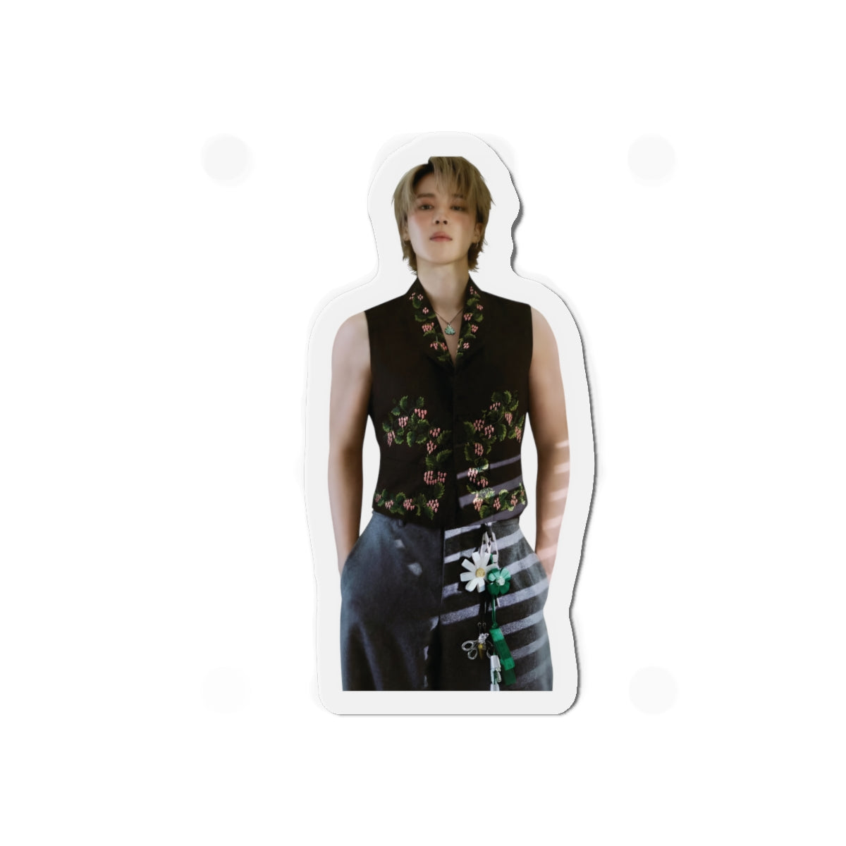 BTS Park Jimin Dior Photoshoot Wearing a Vest With Flowers Magnet
