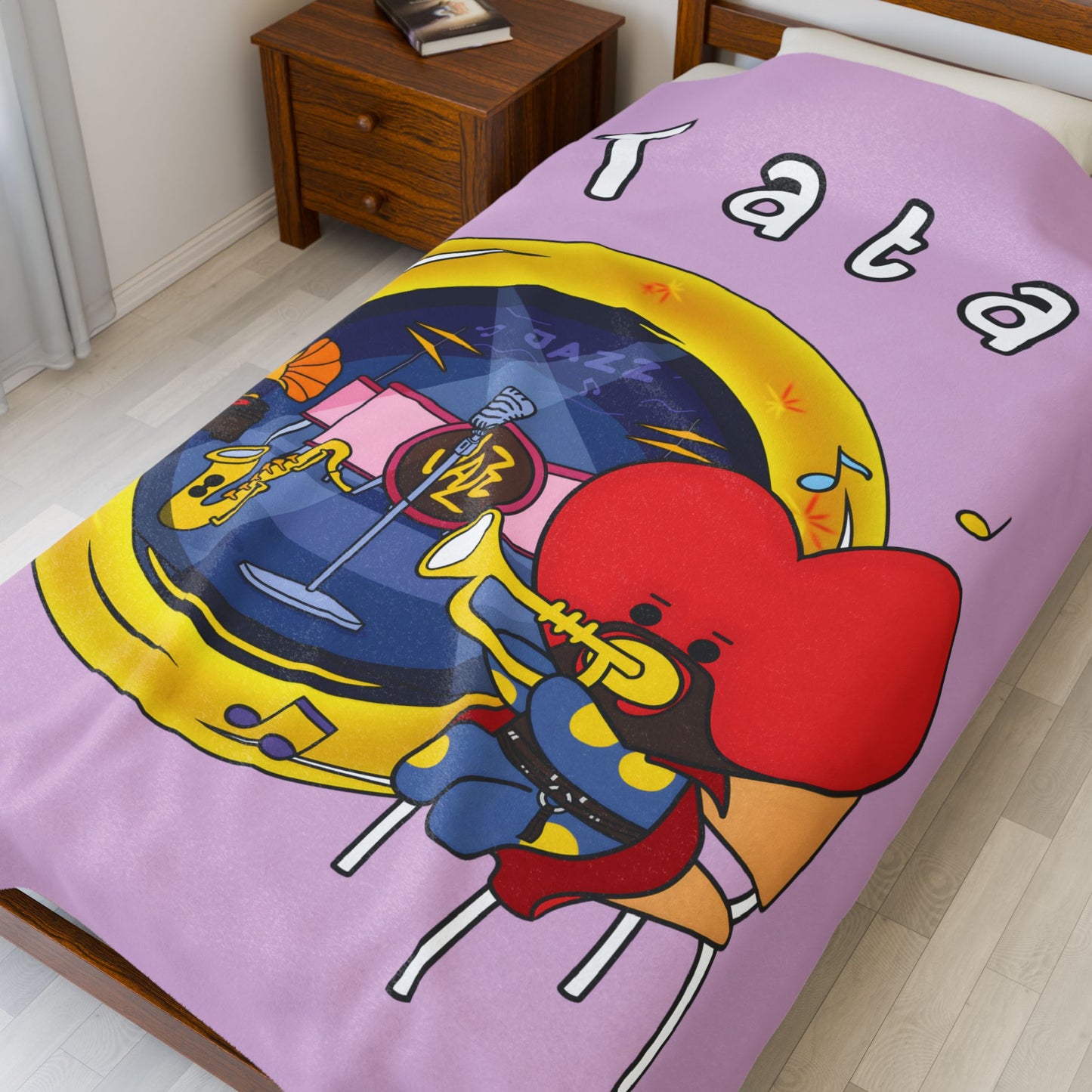 Purple Tata Blanket - BT21 Single Design