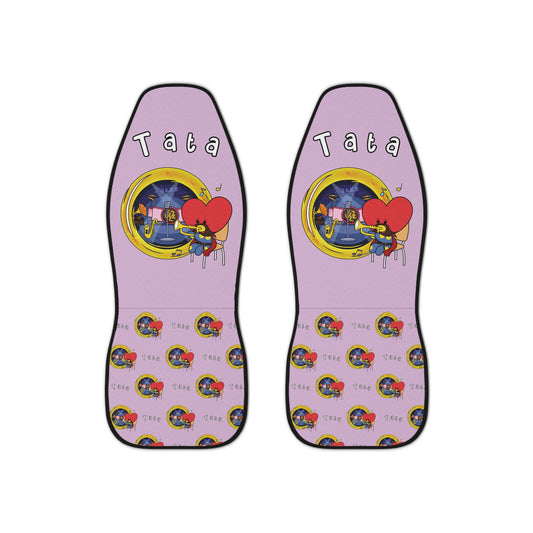BT21 Tata Purple Car Seat Cover Single Pattern Combo Design - Identical Set of 2