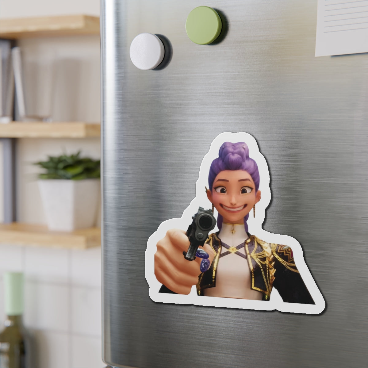 Kpop Demon Hunters Huntrix Rumi Pointing Gun Meme Magnet