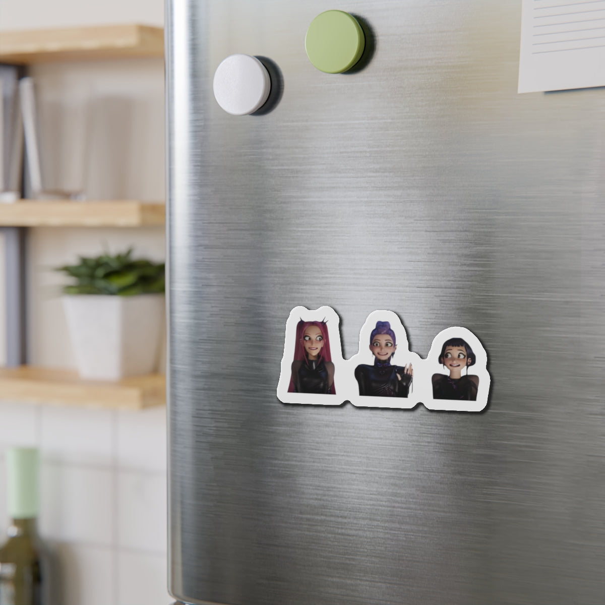 Kpop Demon Hunters Huntrix Rumi Mira Zoey Black Leather Outfit Magnet