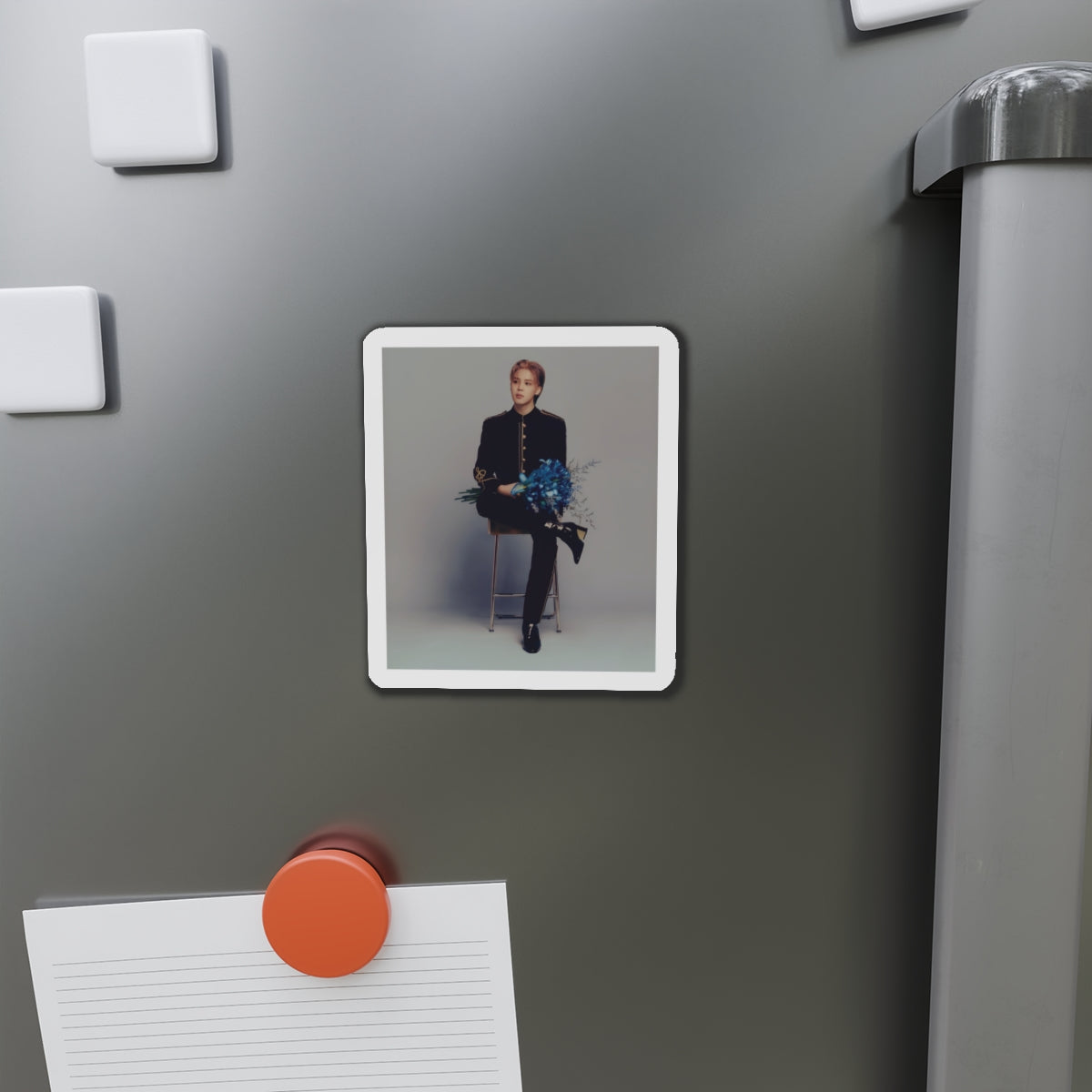 BTS Park Jimin Muse Album Photoshoot Holding Blue Flowers Magnet